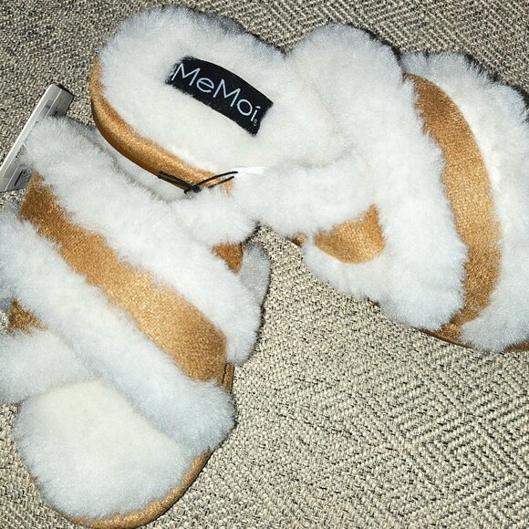 🔥HP🔥 NWT MeMoi Women's Serina Slide-On Plush Slippers in Ivory Size S - Picture 3 of 11